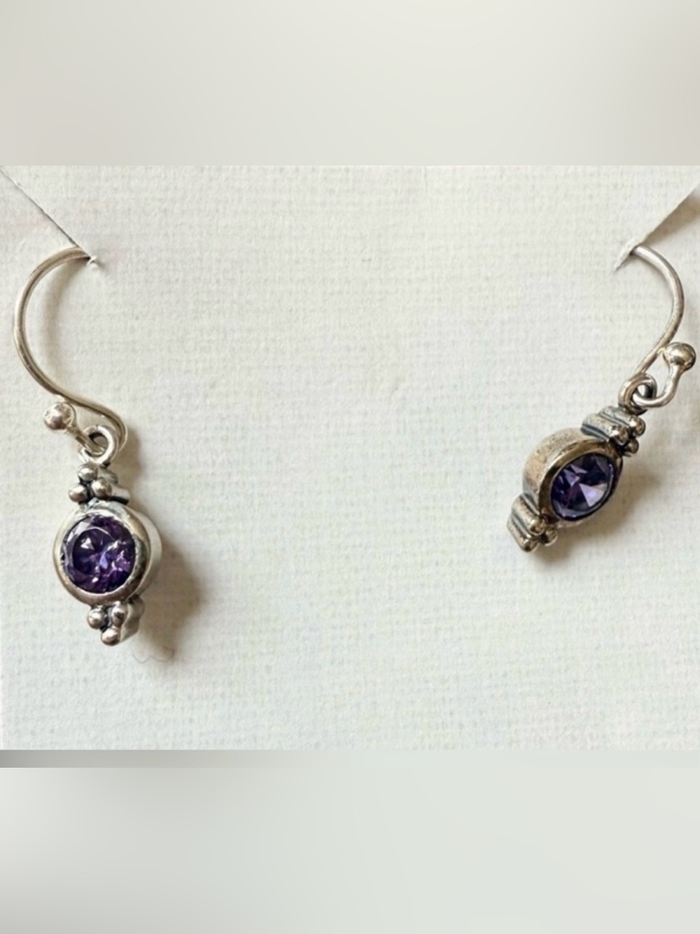 Silpada W2397 Retired 925 Sterling Purple CZ.Cubic Zircon Hook Petite Earrings